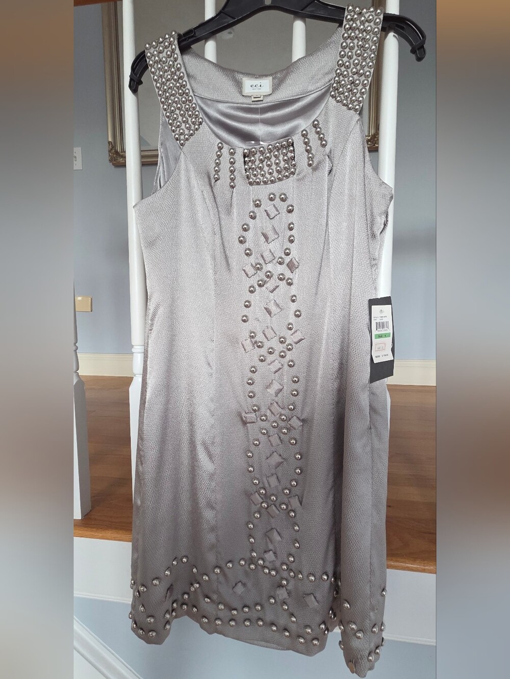 ECI Silver Embellished Dress 8